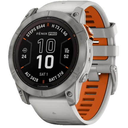 Garmin Fenix 7X Pro Sapphire Solar Titanium with Fog Gray / Ember Orange Band (010-02778-15)